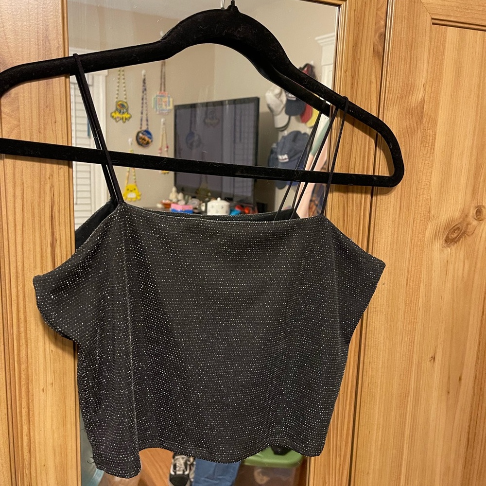 black sparkly tank